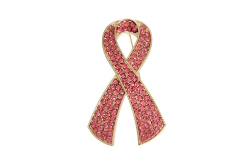 Gold Pink Ribbon Brooch Gold Pink Ribbon Brooch