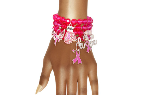 Pink Glass Bead Cancer Bracelets Pink Glass Bead Cancer Bracelets