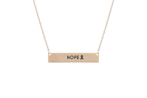 Gold Ribbon HOPE Plate Necklace