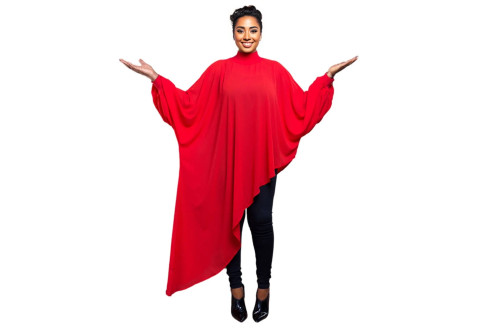 3XL Sheer Red Asymmetric Tunic
