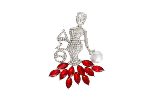 Red Silver Woman Sorority Pin Red Silver Woman Sorority Pin