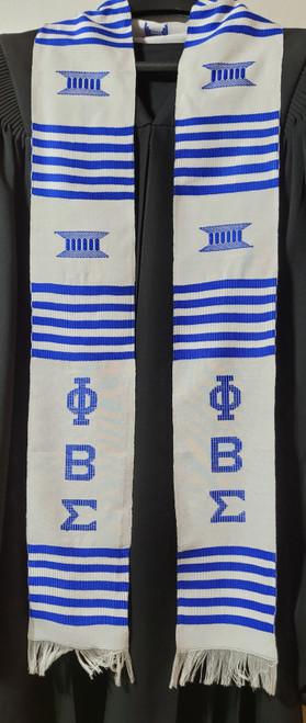 Standard Phi Beta Sigma  White Kente Stole  Standard Phi Beta Sigma  White Kente Stole