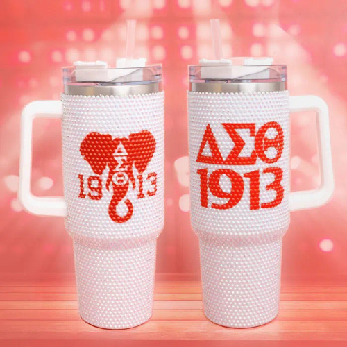 DST Sorority White Bling 40.5 oz Tumbler Cup DST Sorority White Bling 40.5 oz Tumbler Cup