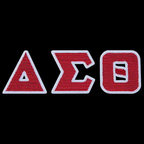 DST 4” Sequin Letters Emblem Set W/Heat Seal Backing – Red/White