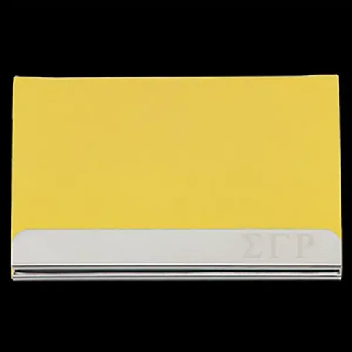 SGR Laser Engraved Business Card Holder – Stainless Steel W/Gold Leather