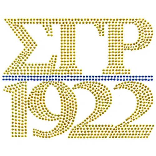 SGR Chapter Style Gold W/Royal Studstone Heat Transfer – 7″W X 5 5/8″T