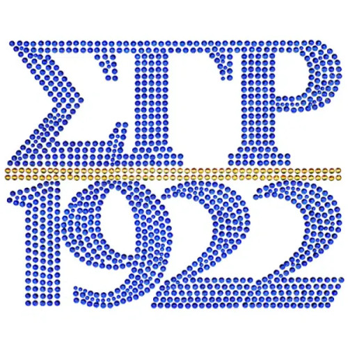 SGR Chapter Style Royal W/Gold Studstone Heat Transfer – 7″W X 5 5/8″T