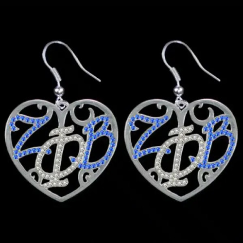 ZPB Color Crystal Filigree Heart Earrings