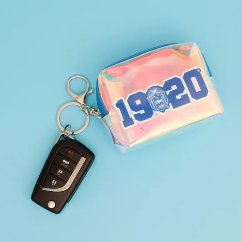 ZPB Sorority Iridescent Zipper Pouch Keychain Clip ZPB Sorority Iridescent Zipper Pouch Keychain Clip