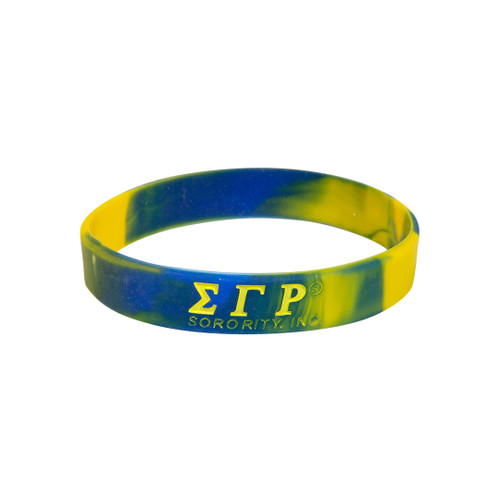 Tie-Dye Silicone Wristband – Sigma Gamma Rho, Blue/Gold