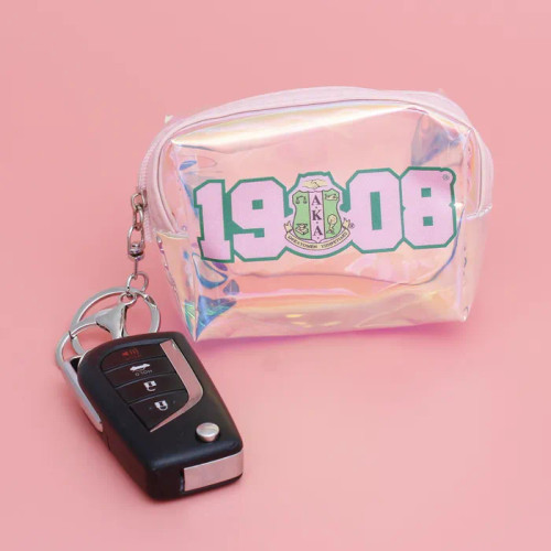 AKA Sorority Iridescent Zipper Pouch Keychain Clip AKA Sorority Iridescent Zipper Pouch Keychain Clip