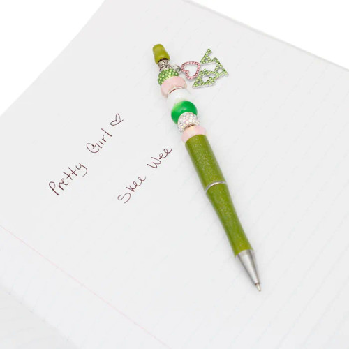 AKA Sorority Bling Bead and Charm Green Pen AKA Sorority Bling Bead and Charm Green Pen