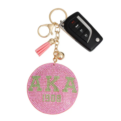 Keychain AKA Sorority Pink Padded Charm Keychain AKA Sorority Pink Padded Charm