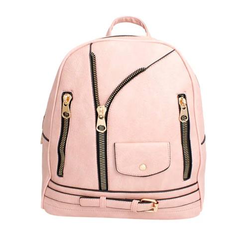 Moto Backpack Pink Zipper Medium Bag