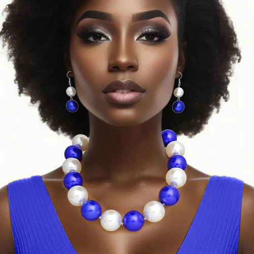 ZPB Sorority Blue White 30mm Jumbo Pearl Set ZPB Sorority Blue White 30mm Jumbo Pearl Set