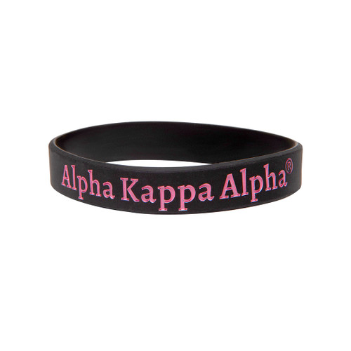 Solid Silicone Wristband – Alpha Kappa Alpha, Black