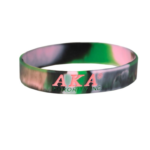 Tie-Dye Silicone Wristband – Alpha Kappa Alpha, Black/Pink