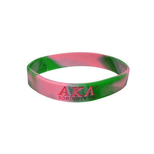 Tie-Dye Silicone Wristband – Alpha Kappa Alpha, Pink/Green