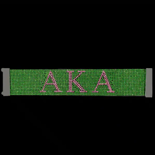 AKA Austrian Crystal Bracelet With Magnet Closure – Green With Pink Stones