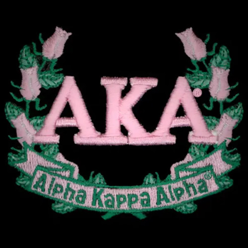 AKA 2 1/4″ Wreath Pink Flowers Emblem W/Heat Seal Backing