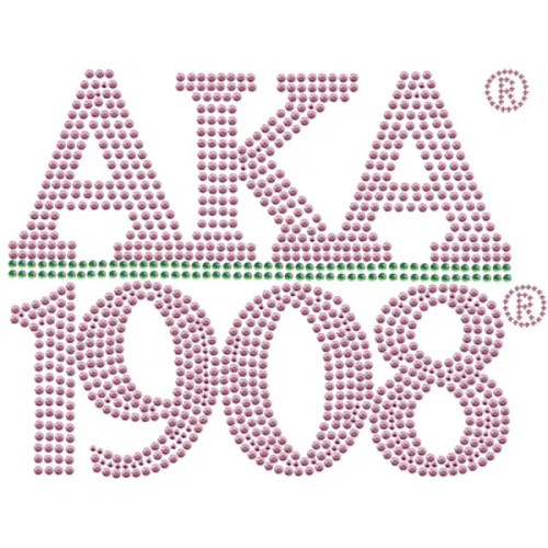 AKA Chapter Style Pink W/Green Studstone Heat Transfer – 7W X 5 3/4″T”