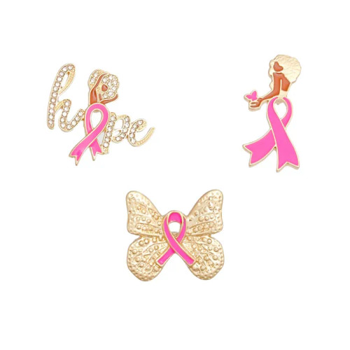 Pin Set Gold Pink Breast Cancer Hope Pin Set Gold Pink Breast Cancer Hope