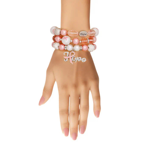 Bracelets Light Pink Breast Cancer Hope Set Bracelets Light Pink Breast Cancer Hope Set