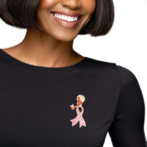 Brooch Gold Light Pink Woman Breast Cancer Legs Brooch Gold Light Pink Woman Breast Cancer Legs