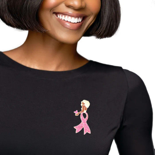 Brooch Gold Pink Woman Breast Cancer Legs Pin Brooch Gold Pink Woman Breast Cancer Legs Pin