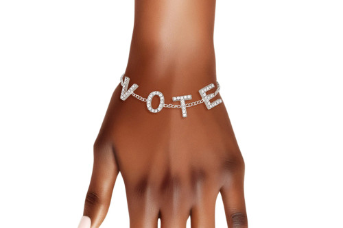 Bracelet VOTE Rhinestone Silver Chain 