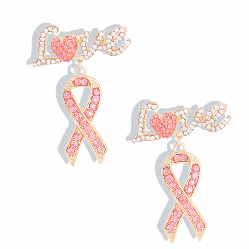 Gold Love Heart Ribbon Earrings Gold Love Heart Ribbon Earrings