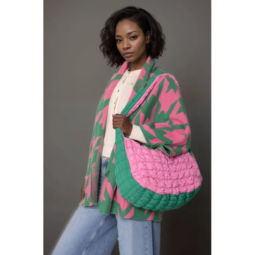 AKA Sorority Large Pink Green Quilted Shoulder Bag AKA Sorority Large Pink Green Quilted Shoulder Bag