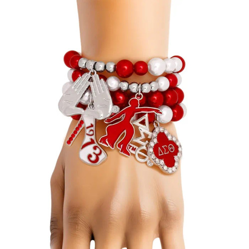 Updated DST Red and White Pearl Charm Bracelets Updated DST Red and White Pearl Charm Bracelets