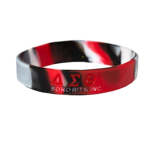 Tie-Dye Silicone Wristband – Delta Sigma Theta, Black/Red