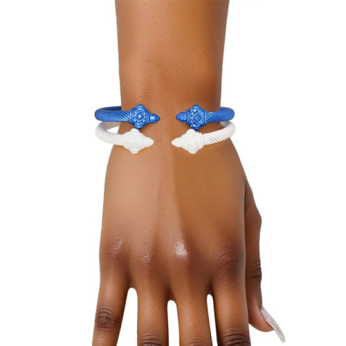 ZPB Sorority Blue White Pointed Cable Bangle Set ZPB Sorority Blue White Pointed Cable Bangle Set