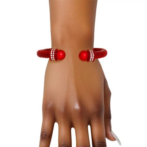DST Sorority Red Thick Cable Classic Bangle DST Sorority Red Thick Cable Classic Bangle