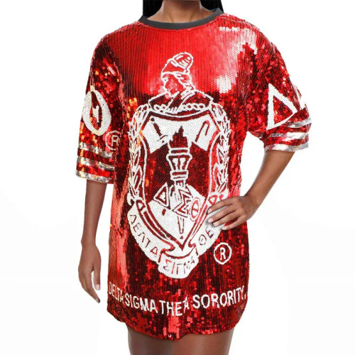 DST Sorority Red and White Sequin Jersey Shirt DST Sorority Red and White Sequin Jersey Shirt