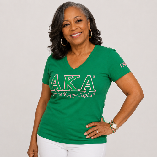 Luxury Embroidered Tee – Alpha Kappa Alpha Green