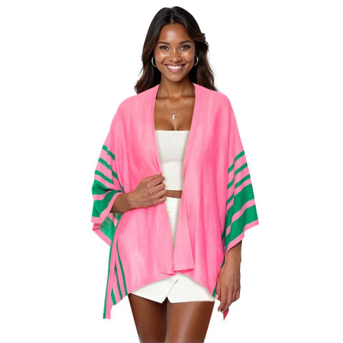 Ruana Pink and Green Stripe