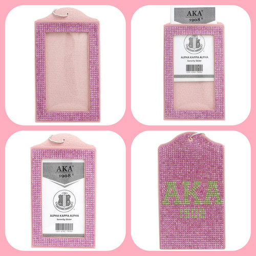 AKA Pink Sparkle Sorority Pride ID Badge Holder AKA Pink Sparkle Sorority Pride ID Badge Holder
