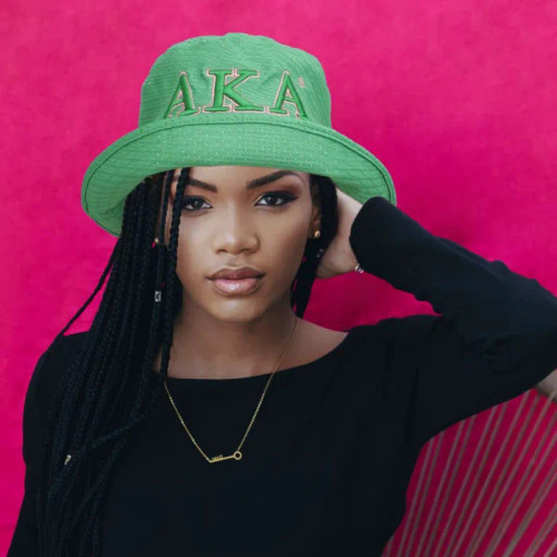 AKA Sorority Green Mesh Embroidered Bucket Hat AKA Sorority Green Mesh Embroidered Bucket Hat