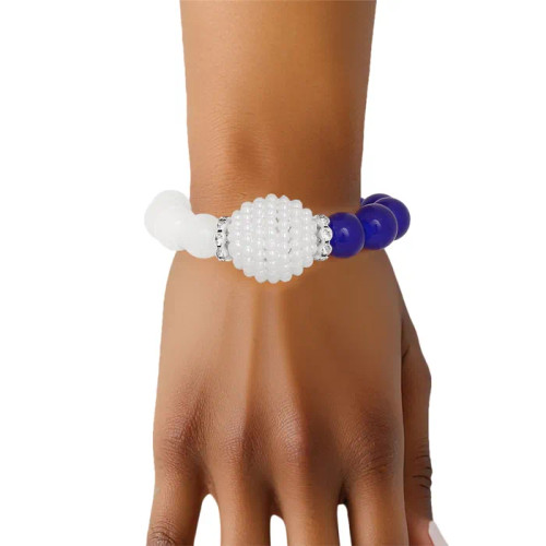 ZPB Sorority Blue White Pearl Glass Bead Bracelet ZPB Sorority Blue White Pearl Glass Bead Bracelet