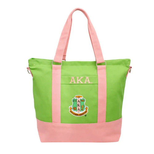 AKA Sorority Thick Canvas Embroidered Tote Bag (BCAM) AKA Sorority Thick Canvas Embroidered Tote Bag (BCAM)