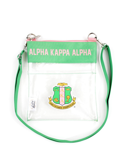 GREEN AKA CLEAR STADIUM CROSS BAG WITH ZIPPER CLOSURE(BCAM)