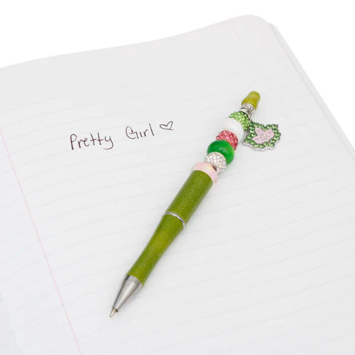 AKA Sorority Bling Bead and Ivy Charm Green Pen  (BCAM)