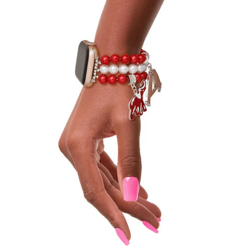 DST Red White Pearl Watch Band (BCAM)