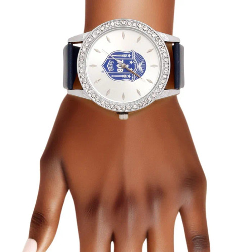  ZPB Blue Leather Silver Sun Cut Dial Watch  (BCAM)