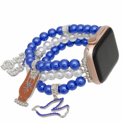 ZPB Sorority Blue White Pearl Watch Band  (BCAM)