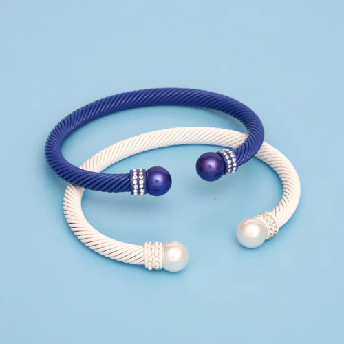 ZPB Sorority 2 Pcs Blue White Cable Bangles  (BCAM) ZPB Sorority 2 Pcs Blue White Cable Bangles  (BCAM)