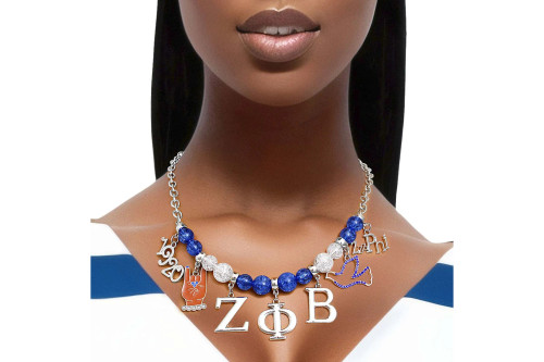 Blue Bead Zeta Necklace  (BCAM)